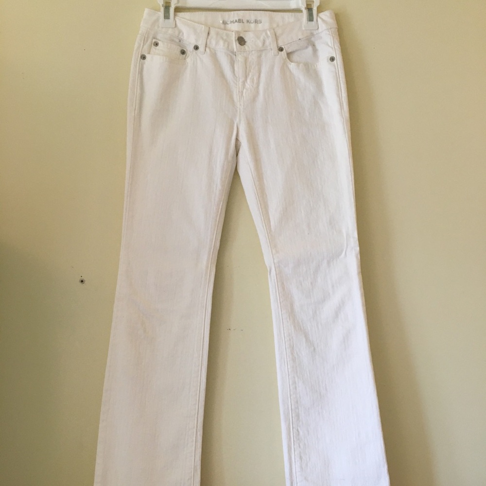 Micheal Kors wide leg flare white jeans